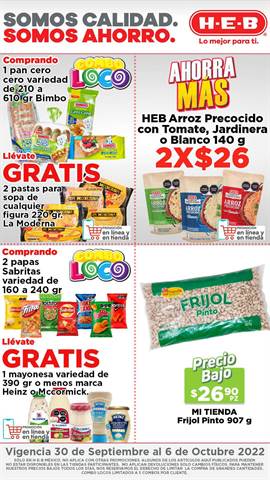 Ofertas de Hiper-Supermercados en Cadereyta Jiménez | Somos Calidad, Somos Ahorro HEB de HEB | 30/9/2022 - 6/10/2022