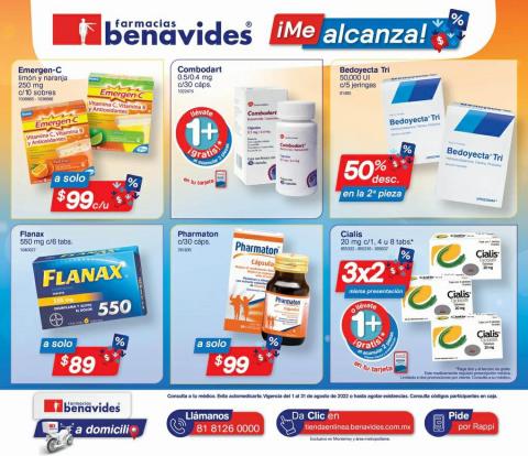 Ofertas de Farmacias y Salud en Morelia | ¡Me alcanza! de Farmacias Benavides | 1/8/2022 - 31/8/2022