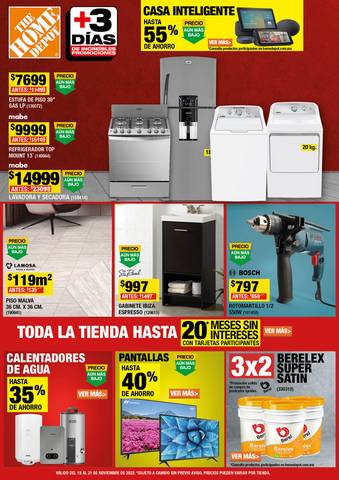 Ofertas de Tiendas Departamentales en Comalcalco | THE HOME DEPOT - BUEN FIN de The Home Depot | 18/11/2022 - 30/11/2022
