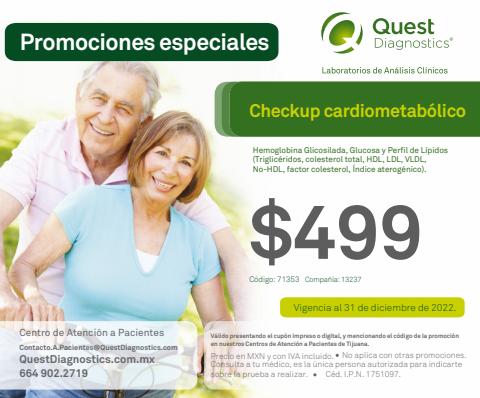 Catálogo Quest Diagnostics | Perfil Cardiometabólico - Solo Tijuana | 16/2/2022 - 31/12/2022