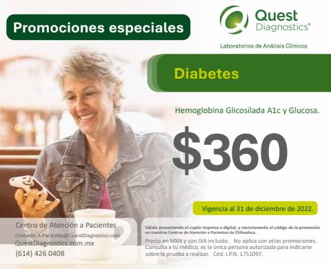 Catálogo Quest Diagnostics | Prueba de Diabetes - Solo Chihuahua | 10/3/2022 - 31/12/2022