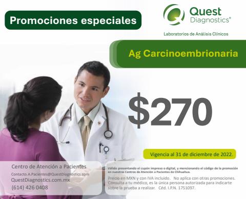 Catálogo Quest Diagnostics | Ag Carcinoembrionaria - Solo Chihuahua | 10/3/2022 - 31/12/2022