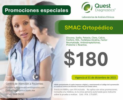 Catálogo Quest Diagnostics | SMAC Ortopédico - Solo Ciudad Juárez | 10/3/2022 - 31/12/2022