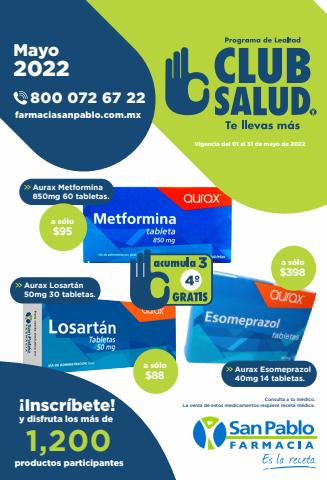 Ofertas de Farmacias y Salud en Tlalpan (CDMX) | CLUB SALUD MAYO  de Farmacia San Pablo | 1/5/2022 - 31/5/2022