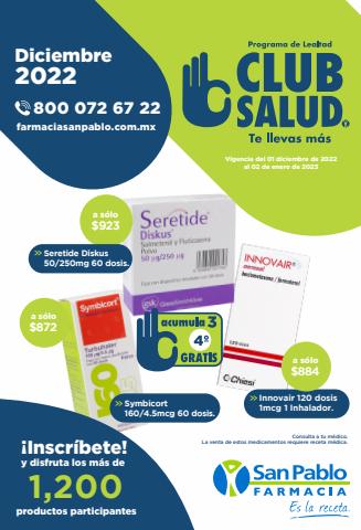 Ofertas de Farmacias y Salud en Santiago de Querétaro | CLUB SALUD DICIEMBRE  de Farmacia San Pablo | 1/12/2022 - 2/1/2023