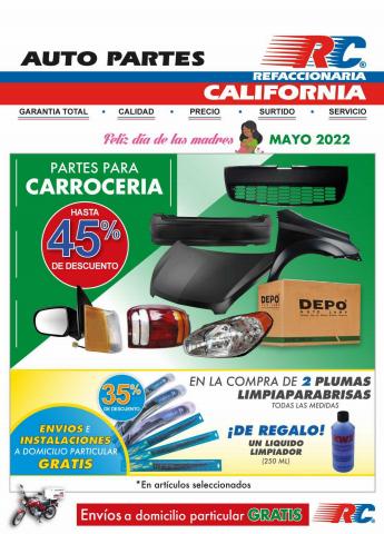 Ofertas de Autos, Motos y Repuestos en Guanajuato | Refaccionaria California Boletín Mayo de Refaccionaria California | 1/5/2022 - 31/5/2022