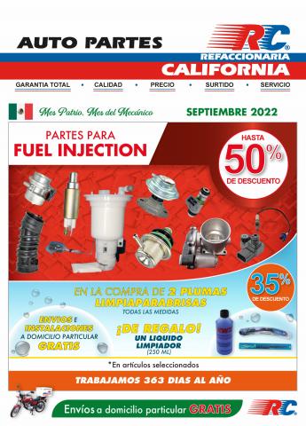 Ofertas de Autos, Motos y Repuestos en Álvaro Obregón (CDMX) | Boletín Septiembre de Refaccionaria California | 1/9/2022 - 30/9/2022
