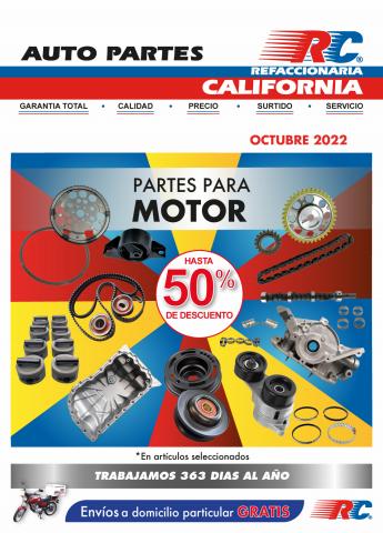 Ofertas de Autos, Motos y Repuestos en Azcapotzalco | Ofertas de Octubre de Refaccionaria California | 2/10/2022 - 31/10/2022
