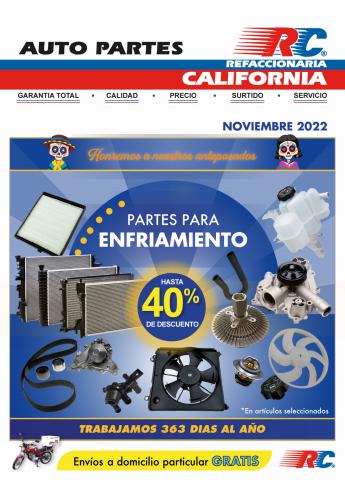 Ofertas de Autos, Motos y Repuestos en Ecatepec de Morelos | Boletín Noviembre de Refaccionaria California | 1/11/2022 - 30/11/2022