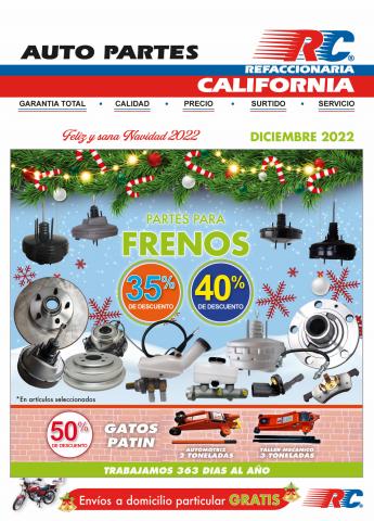 Ofertas de Autos, Motos y Repuestos en Santiago de Querétaro | Boletín Diciembre de Refaccionaria California | 1/12/2022 - 31/12/2022