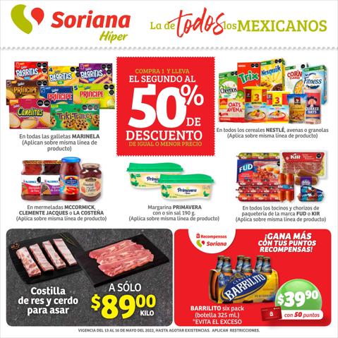 Ofertas de Hiper-Supermercados en Victoria de Durango | Catálogo Soriana Híper de Soriana Híper | 13/5/2022 - 16/5/2022