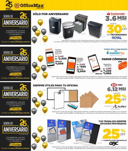 Catálogo OfficeMax en Santiago de Querétaro | Venta de Aniversario | 3/6/2022 - 25/6/2022