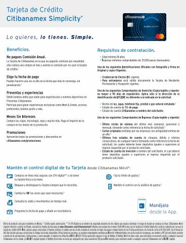 Ofertas de Bancos y Servicios en Santiago de Querétaro | Follet Simplicity de Citibanamex | 2/2/2022 - 31/5/2022
