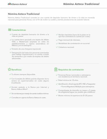 Catálogo Banco Azteca | Nómina Azteca Tradicional | 3/5/2022 - 31/7/2022