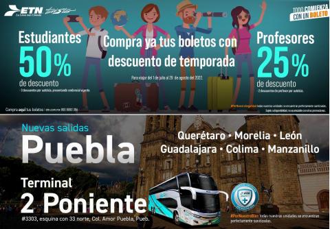 Ofertas de Viajes en Ixtapaluca | Ofertas Increíbles! de Autobuses ETN | 3/8/2022 - 14/8/2022