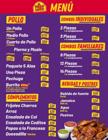 Ofertas de Restaurantes en Tlalnepantla | Menú de El Pollo Loco | 17/11/2022 - 31/1/2023