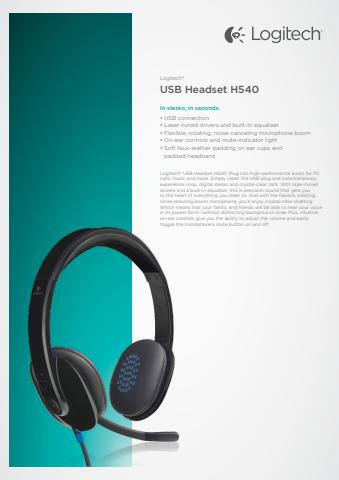 Catálogo Logitech | USB Headset H540 | 25/4/2022 - 24/7/2022