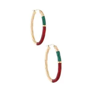 Oferta de Arracadas estilizadas con esmalte en oro dos tonos 14 kilates. por $6879 en Nacional Monte de Piedad