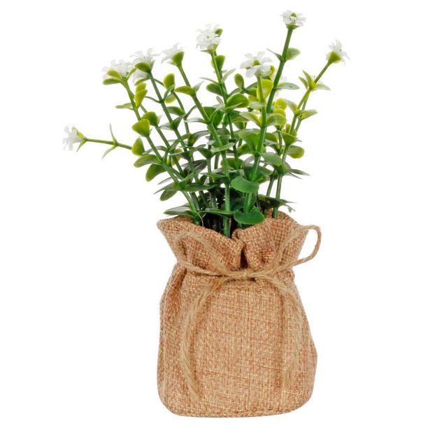 Oferta de  Planta Con Flor Base De Yute 15cm 1pz por $98.65