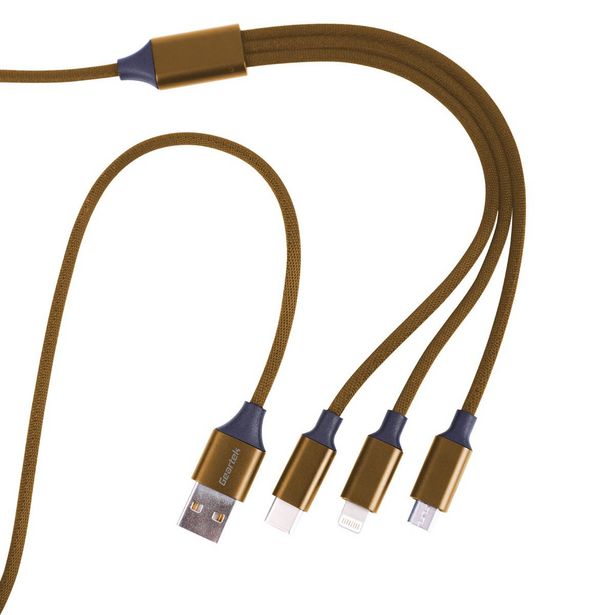 Oferta de Cable 3 En 1 Micro / Type C / Lightning Dorado Geartek por $113