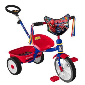 Oferta de Bicileyca Triciclo Spiderman R12 Con Barra Empuje 0280133 por $1 en Juguetrón