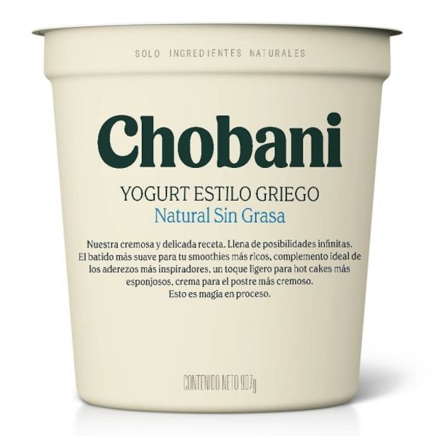 Oferta de Yogurt Chobani estilo griego natural sin grasa 907 g por $155