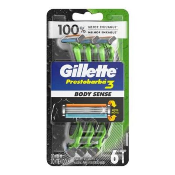 Oferta de Máquina para afeitar Gillette Prestobarba 3 body sense 6 pzas por $149