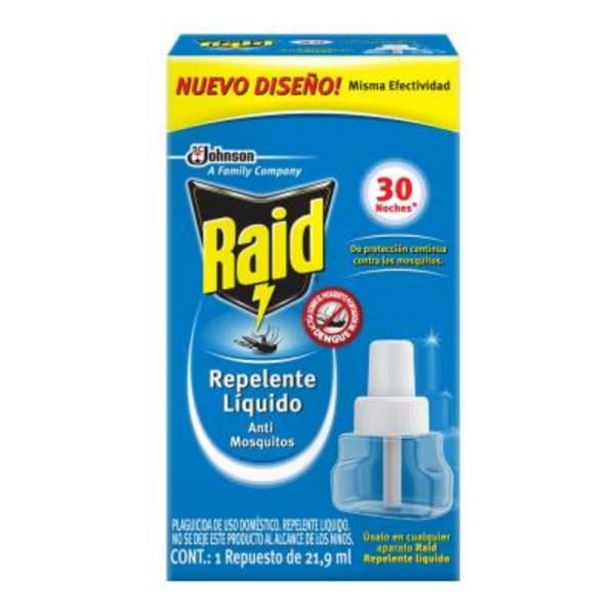 Oferta de Insecticida Raid repelente líquido 1 repuesto 21.9 ml por $77