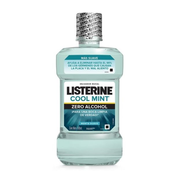 Oferta de Enjuague bucal Listerine Cool Mint zero alcohol menta suave 500 ml por $79