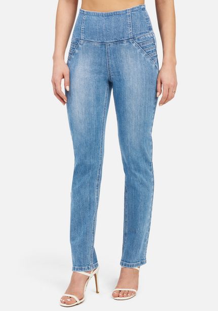 Oferta de High Waist Back Zipper Slim Leg Denim Jeans por $119