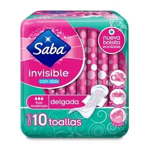 Oferta de Toalla Femenina Saba Invisible 10 Pz por $18.9 en Tiendas Neto