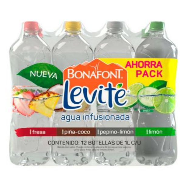 Oferta de Agua Saborizada Bonafont Levité 12 pzas de 1 l c/u por $127.87