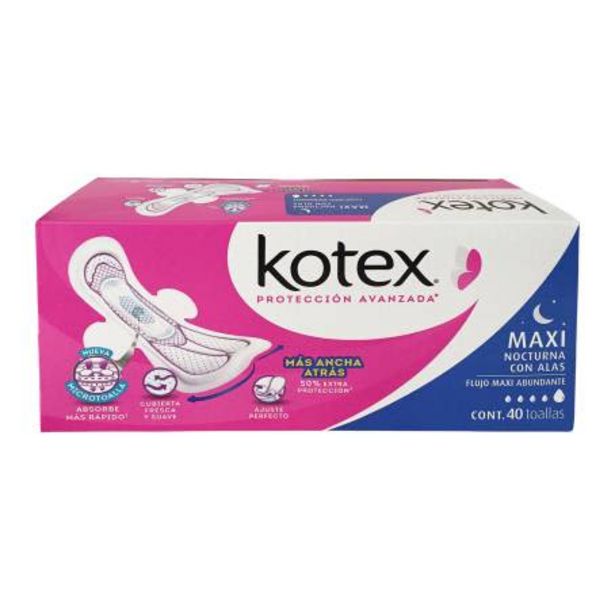 Oferta de Toallas Femeninas Kotex Maxi con Alas 40  pzas por $58.2