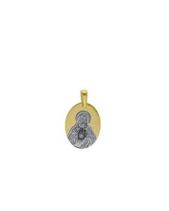 Oferta de Medalla de Sagrado Corazôn Oro Blanco y Placa Oro Amarillo 14K por $6979 en Joyerías Bizzarro