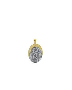Oferta de Medalla Virgen de Guadalupe Oro Blanco y Placa Oro Amarillo 14K por $8376 en Joyerías Bizzarro