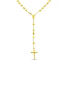 Oferta de Rosario de Oro Amarillo 14K con Imagen de la Virgen de Guadalupe y Cruz  (60cm) SF-95-14K por $34124 en Joyerías Bizzarro