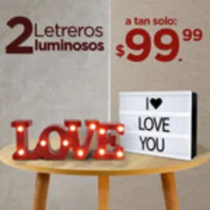 Oferta de Set Letreros Luminosos, Love + I Love You por $99.99 en Waldos