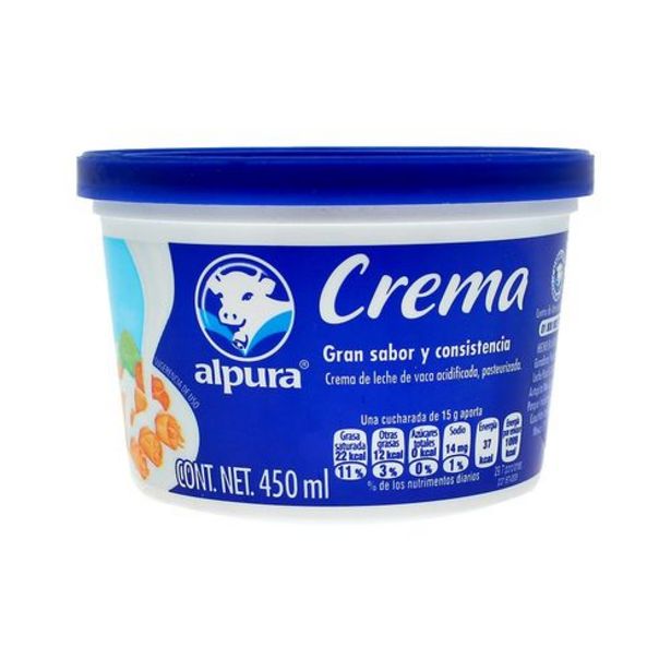 Oferta de Crema Alpura Regular 450Ml - Alpura por $31.2 en Surti Tienda