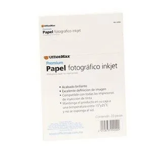 Oferta de Papel Fotográfico Premium Brillante OfficeMax Inkjet 4x6" 20 hojas por $105 en OfficeMax