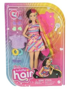 Oferta de Muñeca Barbie Totally Hair vestido de rayas de colores por $274.5 en Suburbia