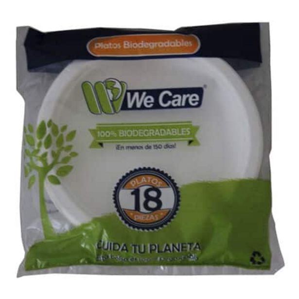 Oferta de Plato Biodegradable We Care paquete con 18 pz por $17.7 en Soriana Mercado