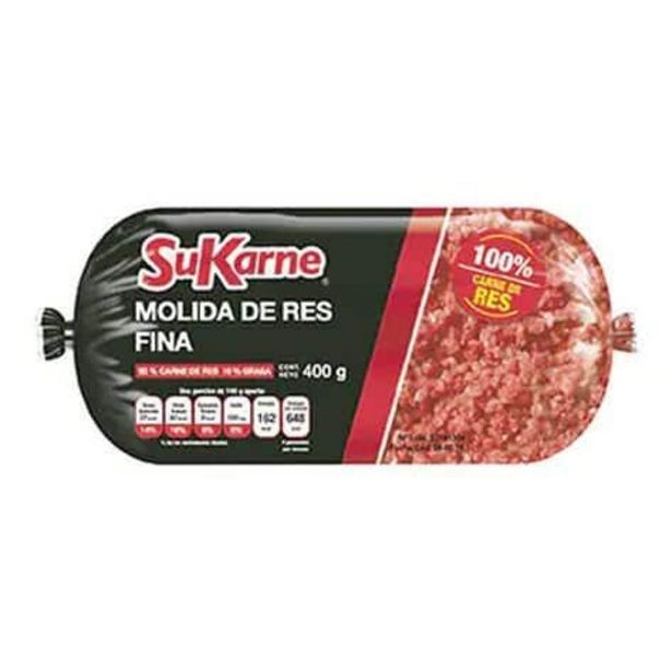 Oferta de Molida de res SuKarne 90-10 fina 400 g por $91.9 en Mega Soriana
