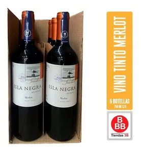 Oferta de Vino Tinto Merlot Isla Negra - 6 Botellas De 750ml C/u por $660 en Tiendas 3B