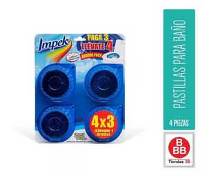 Oferta de Pastilla Azul 4x3 Impek por $33 en Tiendas 3B