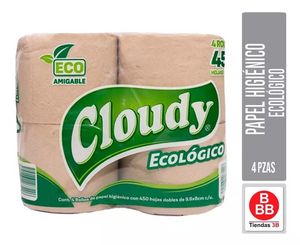 Oferta de Papel Higiénico Cloudy Ecológico 4 Rollos De 450h C/u por $19 en Tiendas 3B