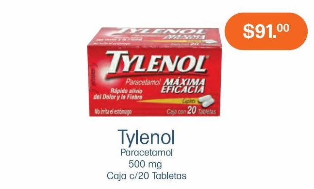 Oferta de TYLENOL 500 mg CPL CAJ C/20 por $91