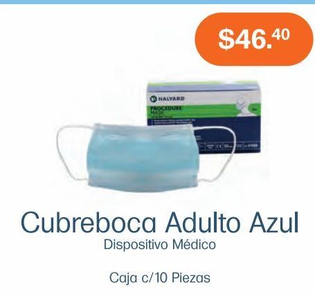 Oferta de Cubreboca Adulto Azul con 10 piezas por $46.4