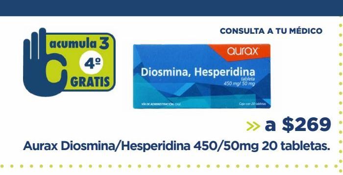Oferta de Aurax Diosmina/Hesperidina 450/50mg 20 tabletas por $269