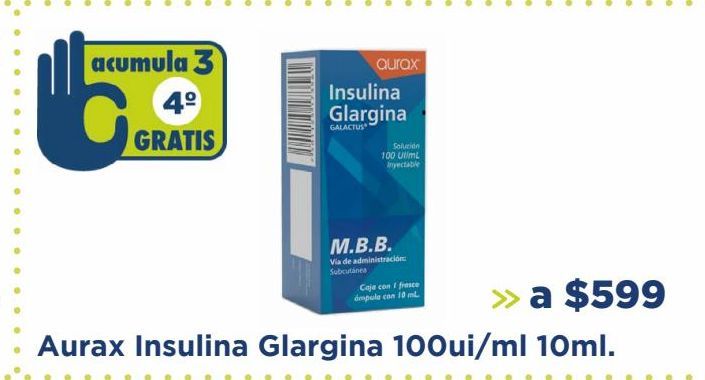 Oferta de Aurax Insulina Glargina 100ui/ml 10ml. por $599