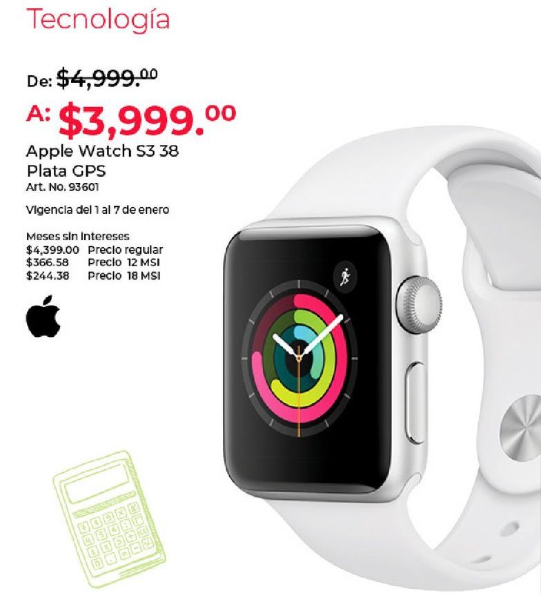 Oferta de Reloj inteligente Apple por $3999